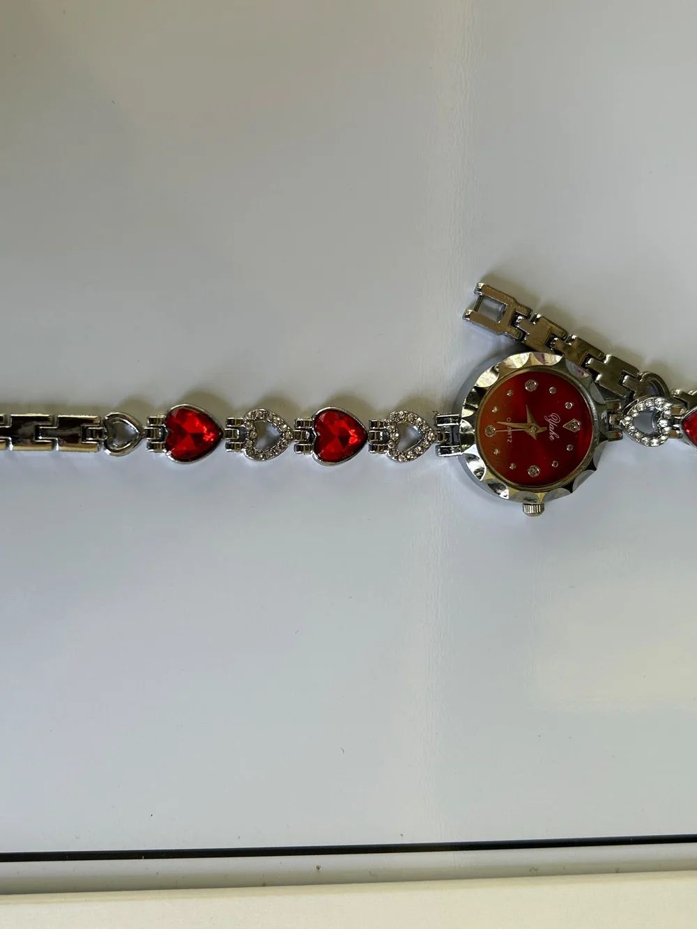 Women's Red Crystal Accent Bracelet Watch